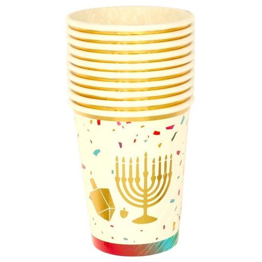 10 PAPER CUPS HANUKA SAMEACH DESIGN – FESTIVE CHANUKA PARTY TABLEWARE