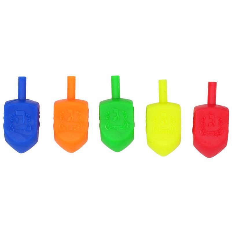 1 PLASTIC SEVIVON DREIDEL ASSORTED COLORS – CHANUKKAH TOY