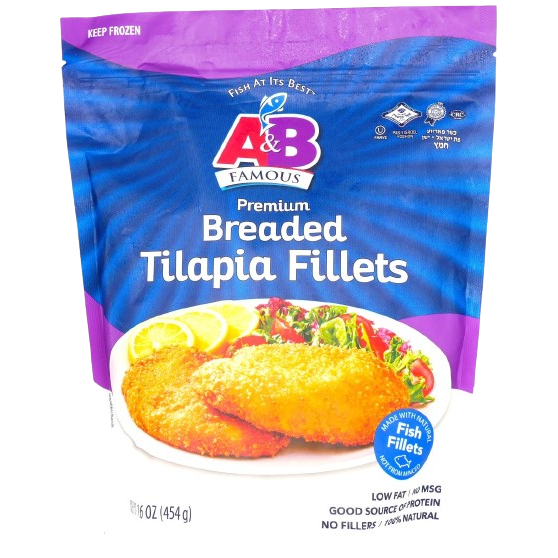 A&B KOSHER BREADED TILAPIA FILLETS 454 GR.
