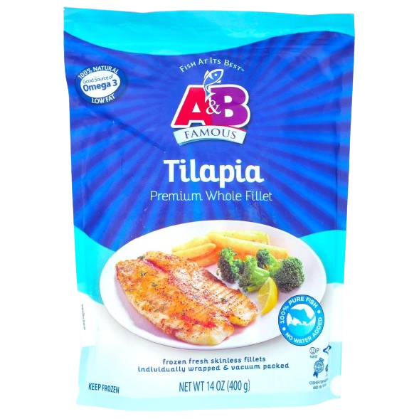 A&B KOSHER TILAPIA FISH FILLETS 400 GR.