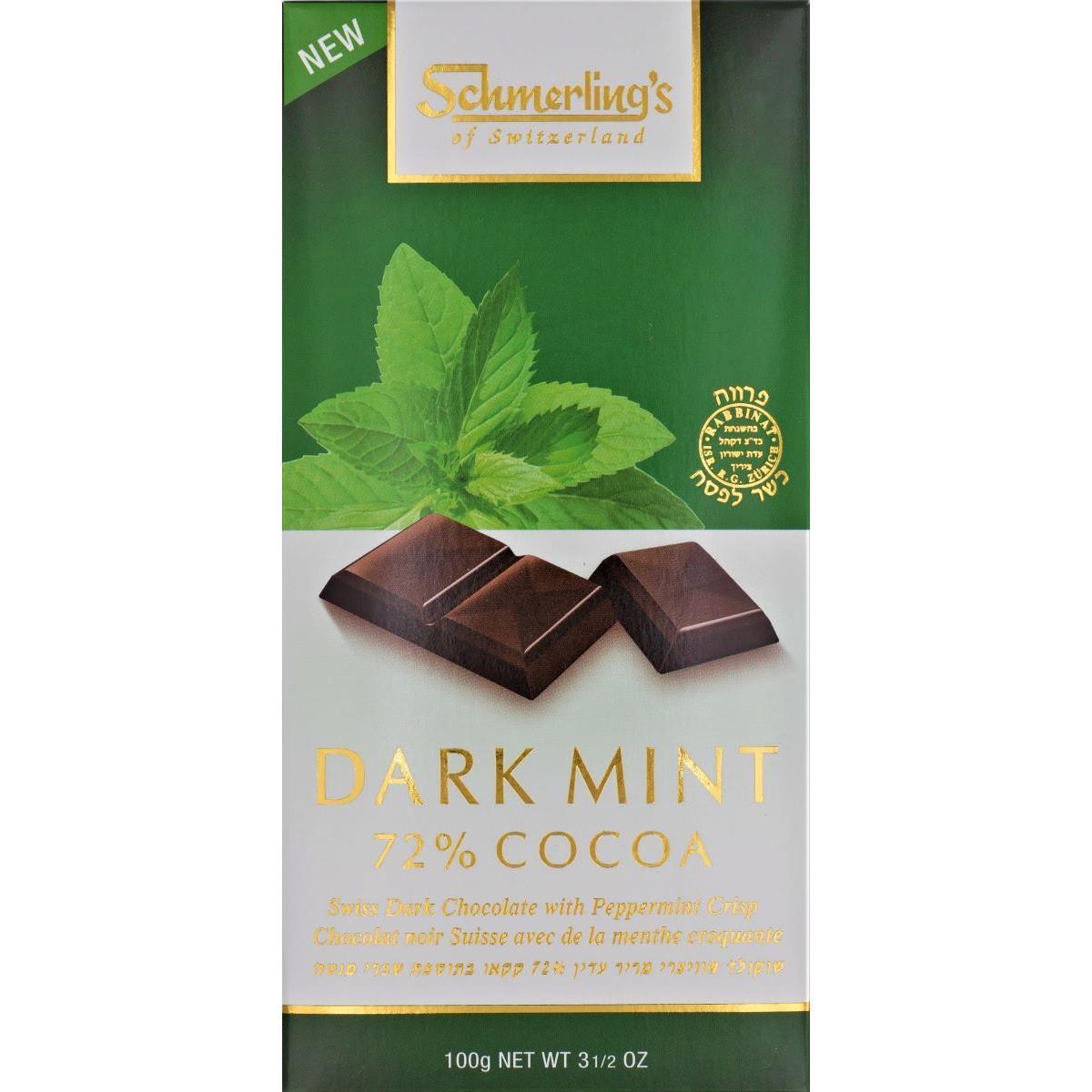 DARK MINT 72% COCOA 100 GR. SHMERLING SWISS KOSHER CHOCOLATE