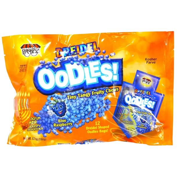 DREIDEL OODLES! RASPBERRY 12 X 16 G FAMILY BAG KOSHER CANDY CHANUKKAH