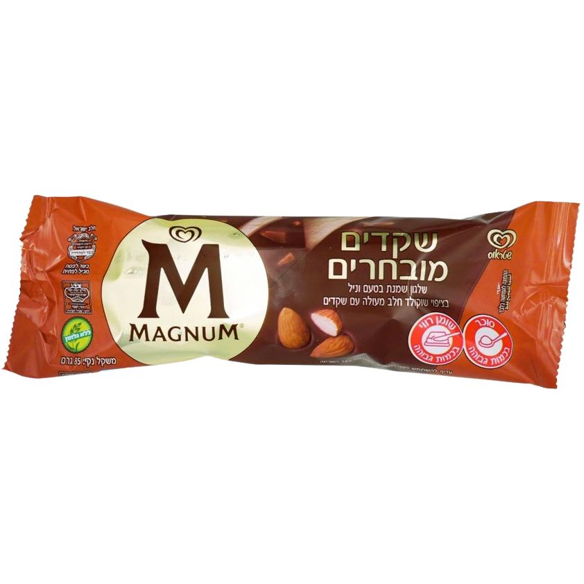KOSHER ALMOND MAGNUM ICE CREAM DAIRY CHOLOV ISROEL 85 GR.