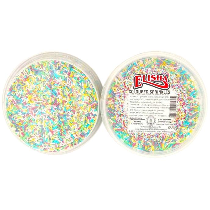 KOSHER COLOURED SPRINKLES ELISHA 120 GR. SUGAR DECORATIONS FOR CAKES