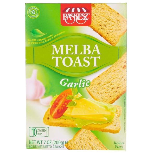 KOSHER GARLIC MELBA TOAST PASKESZ (10X20GR.) 200 GR.