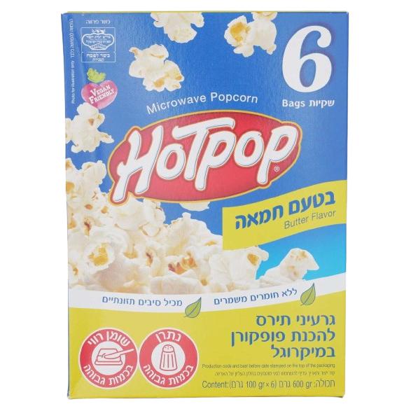 KOSHER MICROWAVE POPCORN BUTTER FLAVORERD 6 X 100 GR.