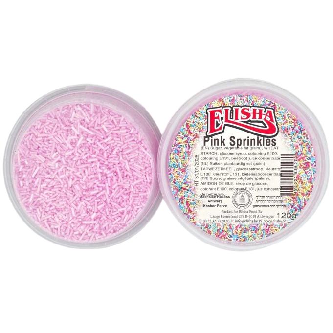 KOSHER PINK SPRINKLES ELISHA 120 GR. SUGAR DECORATIONS