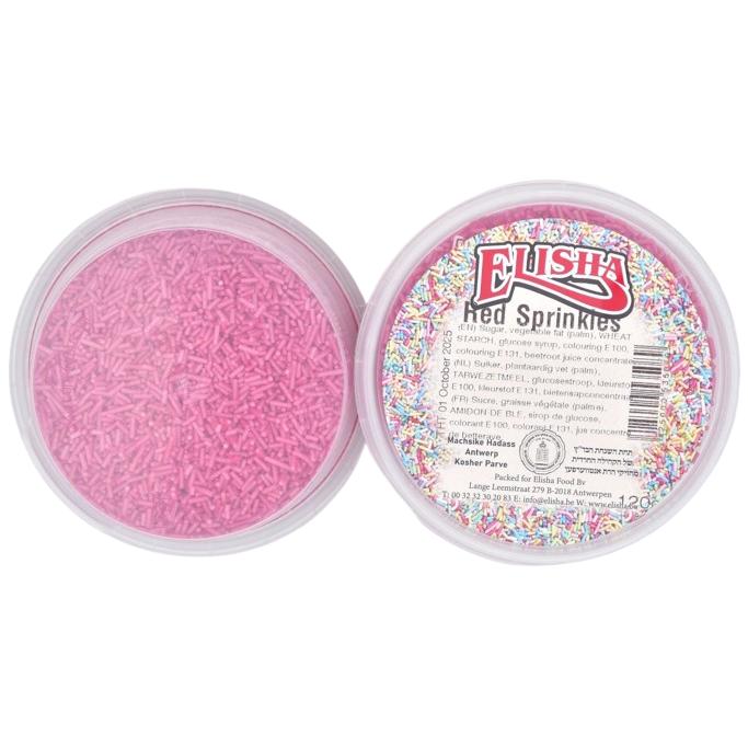 KOSHER RED SPRINKLES ELISHA 120 GR. CAKE SUGAR DECORATIONS