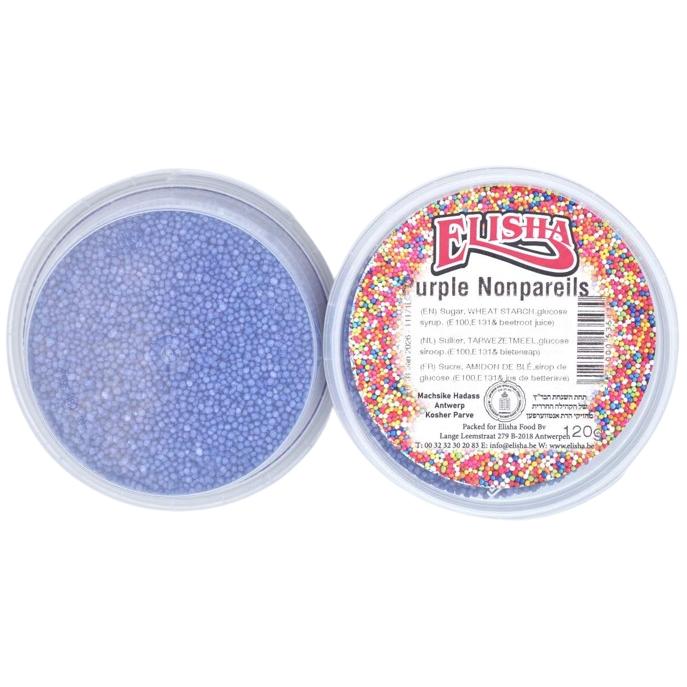 KOSHER ROUND PURPLE SPRINKLES ELISHA 120 GR. CAKE SUGAR DECORATIONS