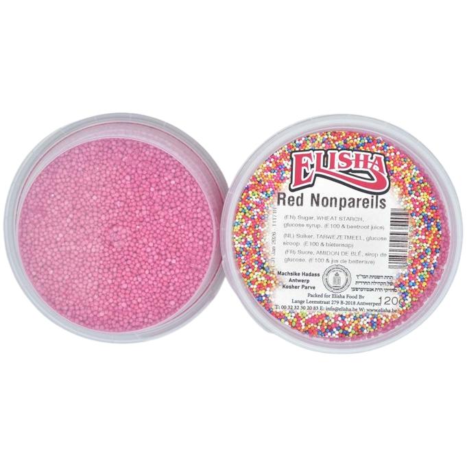 KOSHER ROUND RED SPRINKLES ELISHA 120 GR. CAKE SUGAR DECORATIONS