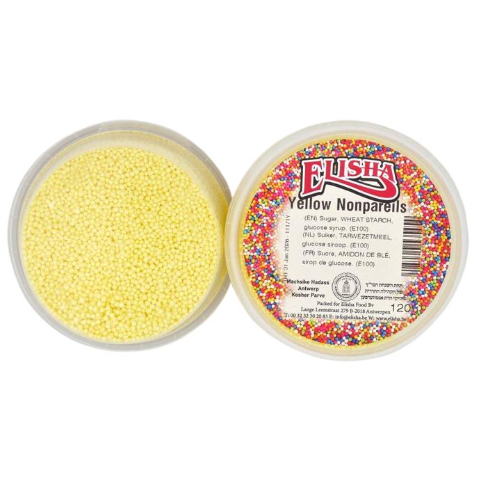KOSHER ROUND YELLOW SPRINKLES ELISHA 120 GR. CAKE SUGAR DECORATIONS