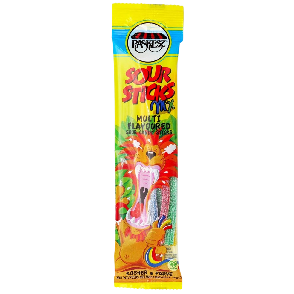KOSHER SOUR STICKS MULTI FLAVOURED PASKESZ 50 GR.