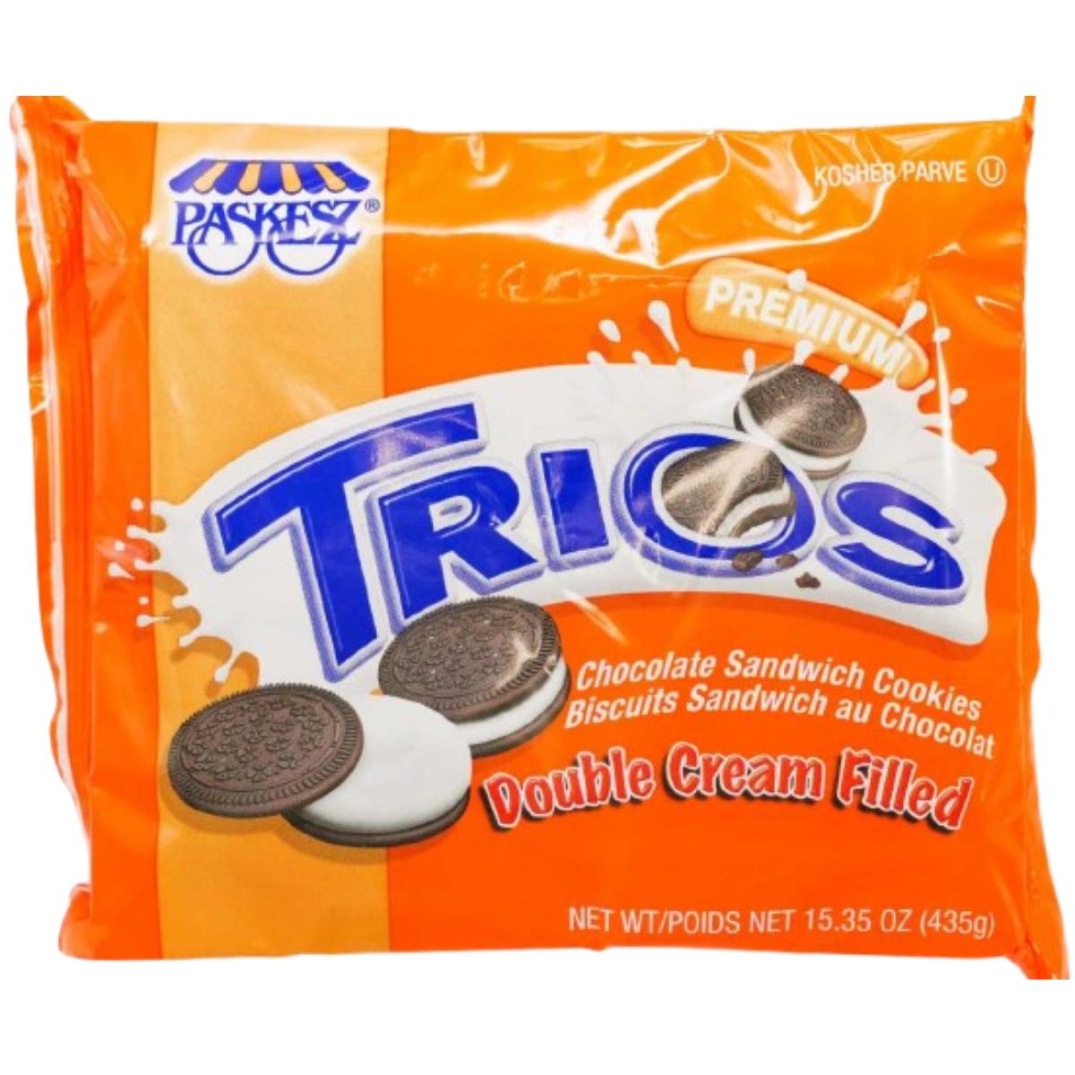 KOSHER TRIOS DOUBLE CREAM SANDWICH COOKIES 405 GR.