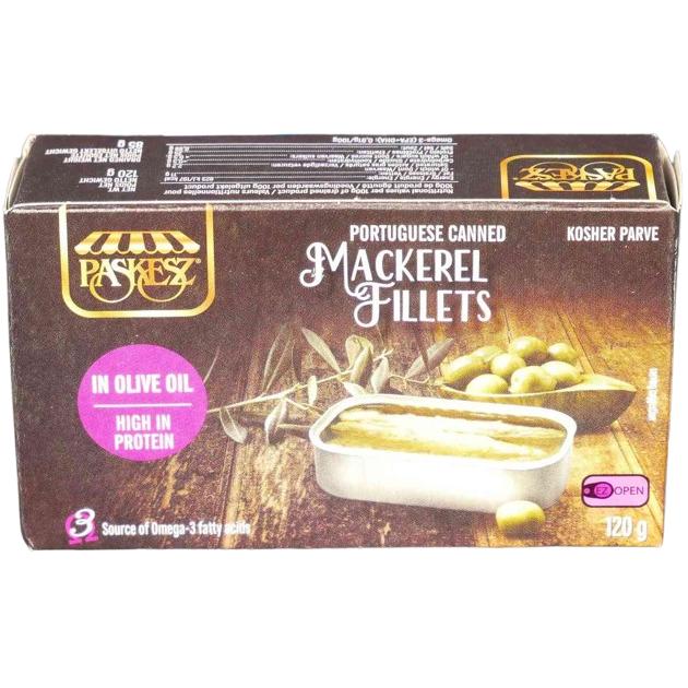 KOSHER MACKEREL FILLETS IN OLIVE OIL 120 GR.