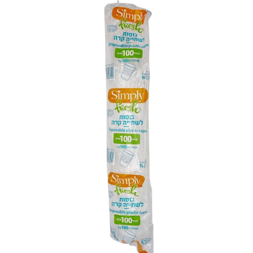 100 TRANSPARENT PLASTIC CUPS SIMPLY FRESH 180 ML