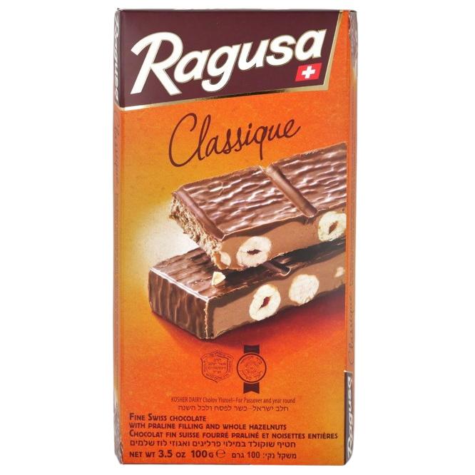 RAGUSA CLASSIQUE KOSHER SWISS CHOCOLATE PRALINE & HAZELNUT 100 GR.