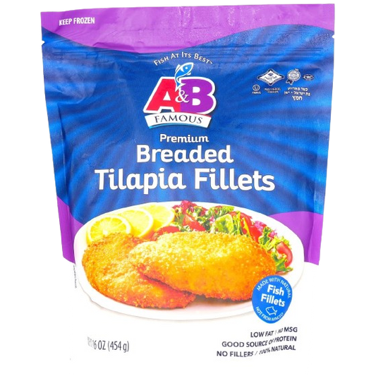 A&B KOSHER  BREADED TILAPIA FILLETS 454 GR.
