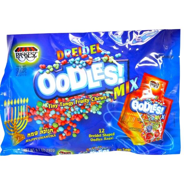 DREIDEL OODLES! MIX 12 X 16 G FAMILY BAG KOSHER CANDY CHANUKKAH THEME