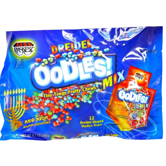 DREIDEL OODLES! MIX 12 X 16 G FAMILY BAG KOSHER CANDY CHANUKKAH THEME