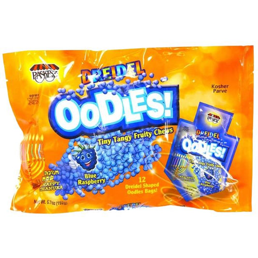 DREIDEL OODLES! RASPBERRY 12 X 16 G FAMILY BAG KOSHER CANDY CHANUKKAH