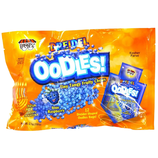 DREIDEL OODLES! RASPBERRY 12 X 16 G FAMILY BAG KOSHER CANDY CHANUKKAH
