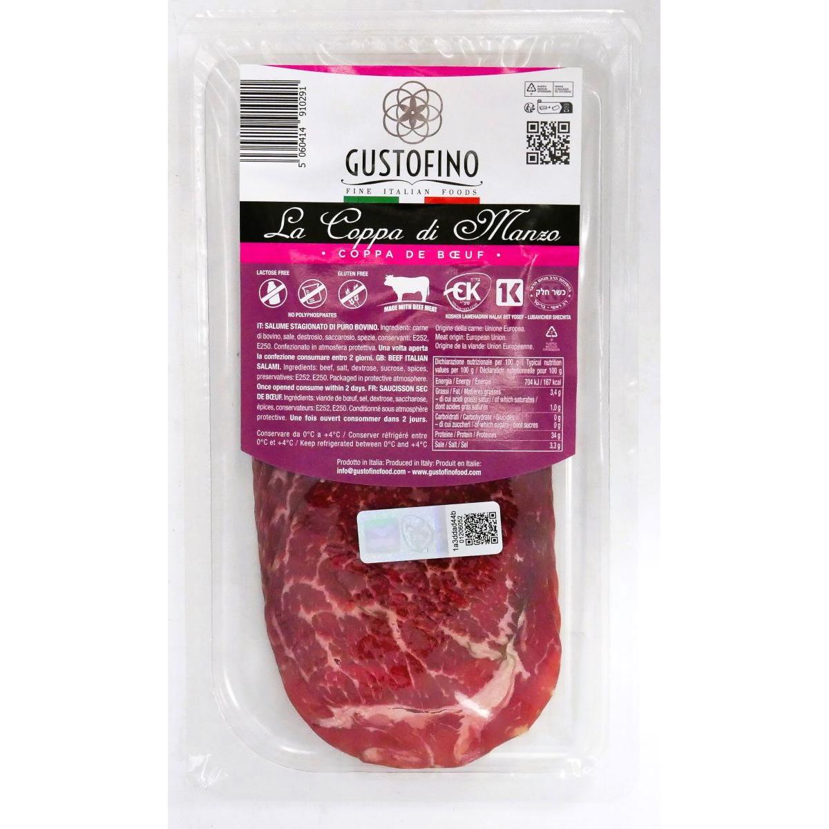 GLATT KOSHER BEEF COPPA GF SL 80 GR. – KOSHERFOODINEUROPE.COM
