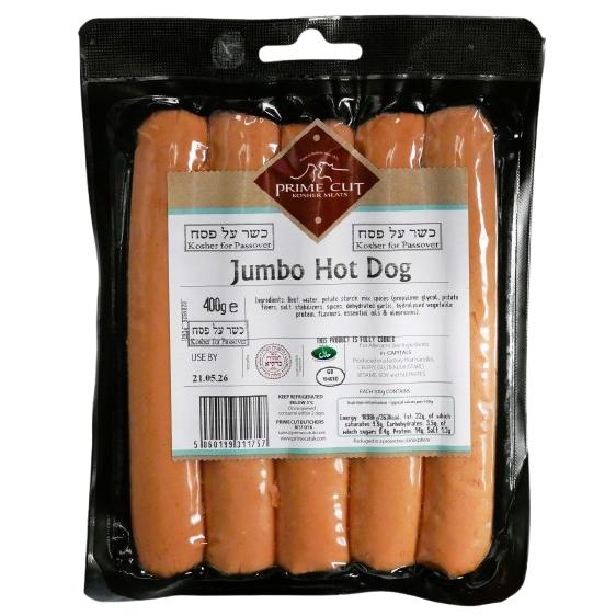 GLATT KOSHER BEEF JUMBO HOT DOG PRIME CUT 400 GR.