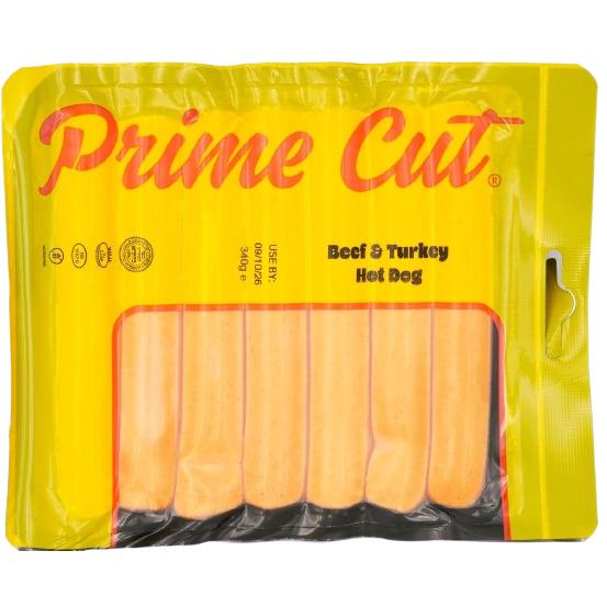 GLATT KOSHER TURKEY & BEEF HOT DOG PRIME CUT 340 GR.