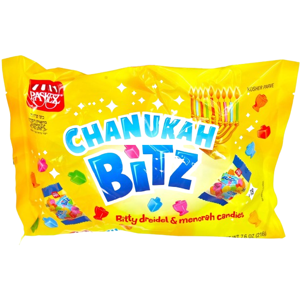 KOSHER CHANUKAH BITZ CANDY 18 X 12 GR. KOSHER CANDY CHANUKKAH THEME