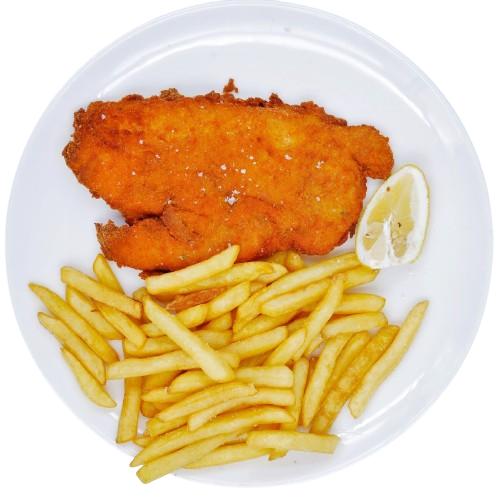 KOSHER CHICKEN SCHNITZEL AND FRENCH FRIES READY MEAL