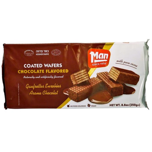 KOSHER CHOCOLATE COATED FINGER WAFER  MAN 250 GR.