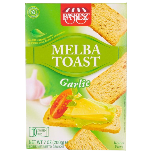 KOSHER GARLIC MELBA TOAST PASKESZ  (10X20GR.) 200 GR.