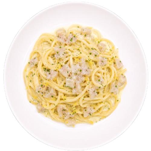 KOSHER LINGUINE WITH LEMON CREAM AND SEA BASS TARTAR READY MEAL
