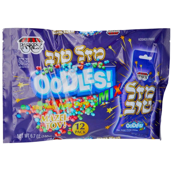 KOSHER MAZAL TOV OODLES BLUE FAMILI PACK 12 X 16G  192 GR.