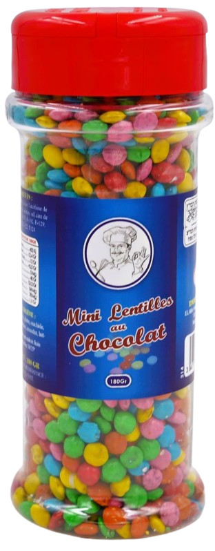 KOSHER MINI MULTICOLORED CHOCOLATE LENTILS KLP EN 180 GR.