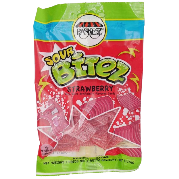 KOSHER MINI  SOUR BITEZ STRAWBERRY PASKESZ 115 GR.