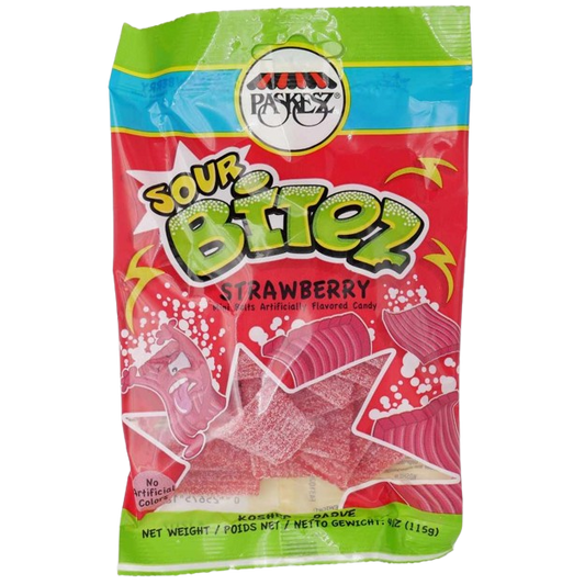 KOSHER MINI  SOUR BITEZ STRAWBERRY PASKESZ 115 GR.