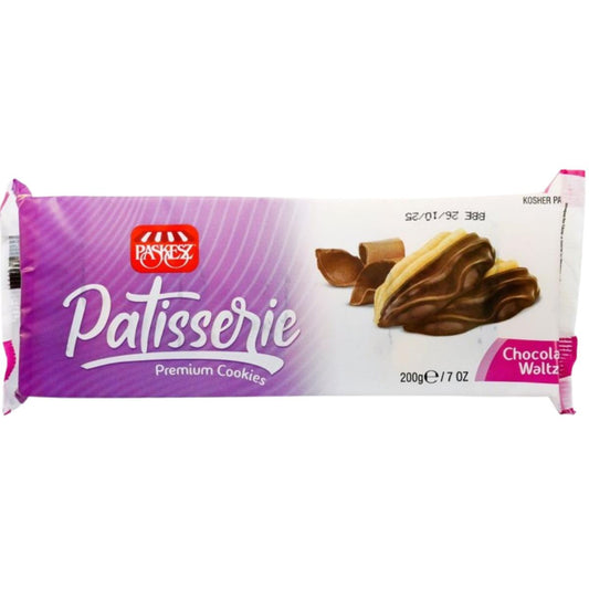 KOSHER PATISSERIE CHOCOLATE WALTZ BISCUITS PASKESZ  200 GR.