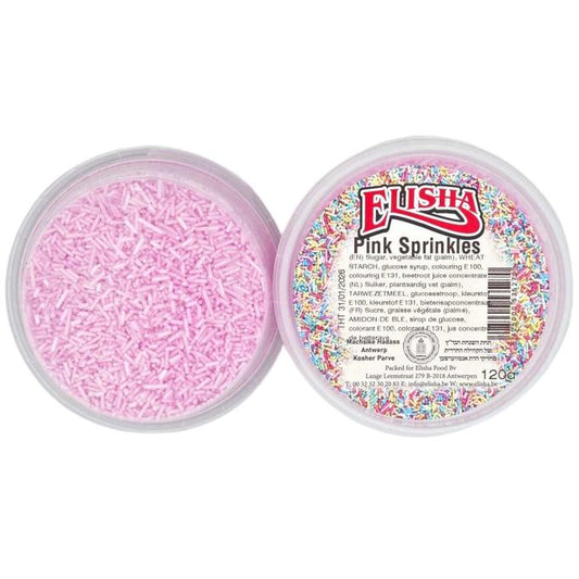 KOSHER PINK SPRINKLES ELISHA 120 GR. SUGAR DECORATIONS