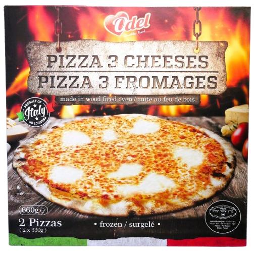 KOSHER PIZZA 3 CHEESE WOOD FIRE OVEN BAKED ODEL 2 X 330 GR. 