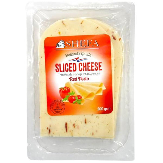 KOSHER RED PESTO SLICED GOUDA SHEFA 200 GR. 