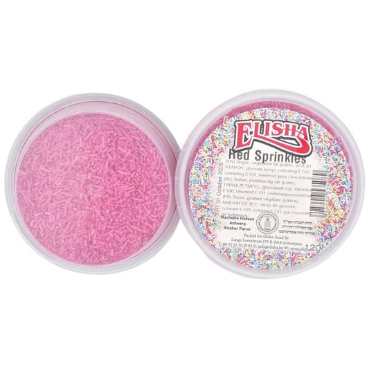 KOSHER RED SPRINKLES ELISHA 120 GR.  CAKE SUGAR DECORATIONS