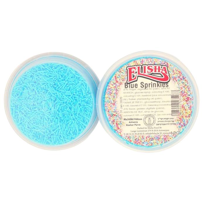 KOSHER ROUND BLUE SPRINKLES ELISHA 120 GR.  CAKE SUGAR DECORATIONS