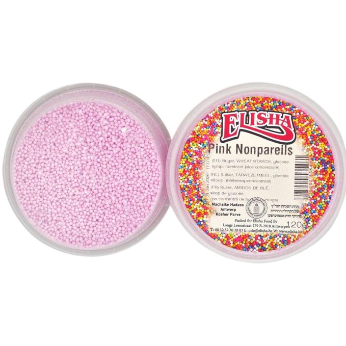KOSHER ROUND PINK SPRINKLES ELISHA 120 GR.  CAKE SUGAR DECORATIONS