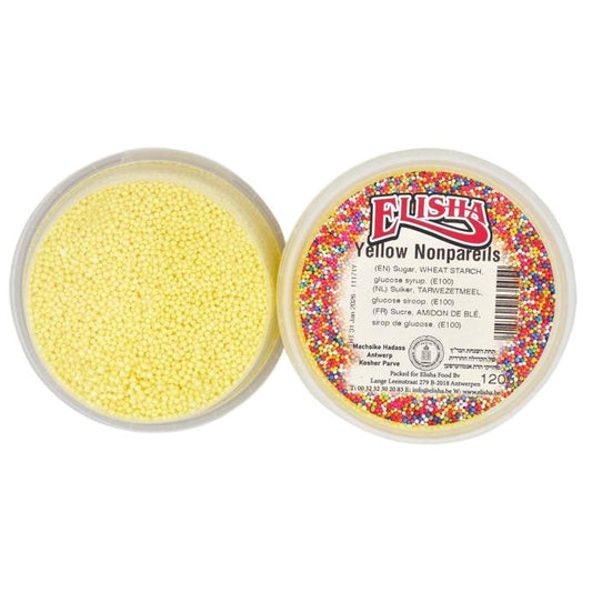 KOSHER ROUND YELLOW SPRINKLES ELISHA 120 GR.  CAKE SUGAR DECORATIONS