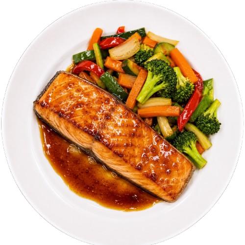 KOSHER SALMON FILLET WITH SAUTÉED VEGETABLES READY MEAL