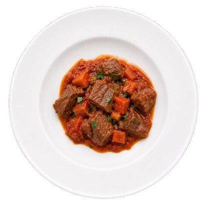 KOSHER SHABBOS MEAL 2 LUNCH  READY MEAL BEEF SSTEW WITH TOMATO SAUCE