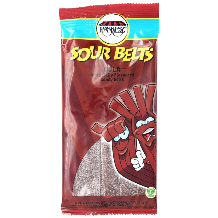 KOSHER SOUR BELTS COLA PASKESZ 115 GR.