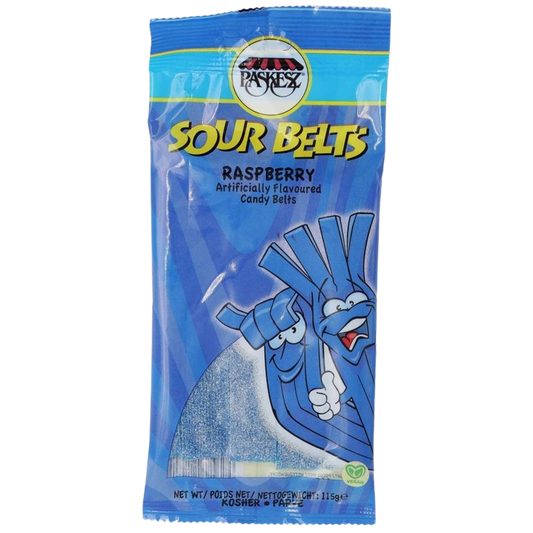 KOSHER SOUR BELTS RASPBERRY PASKESZ 115 GR.