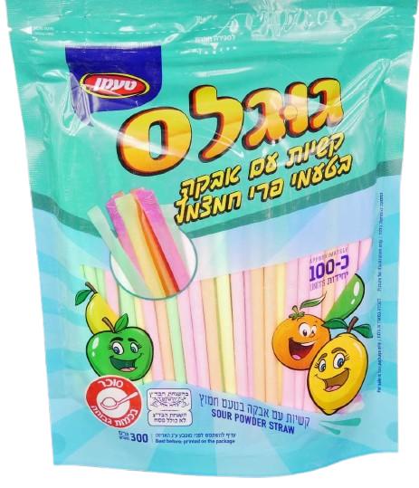 KOSHER SOUR POWDER STRAW 100 UNITS TAAMAN KLP 300 GR.